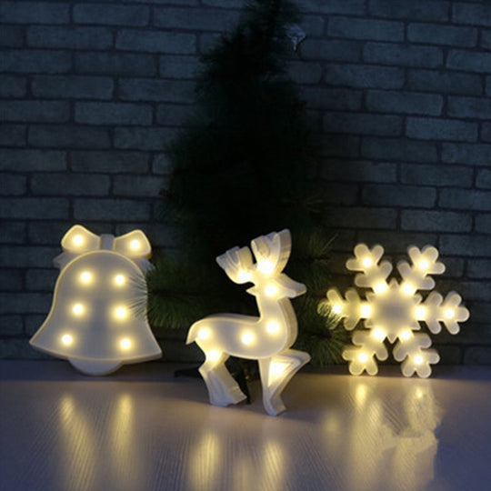Modern Led Nightstand Light - White Christmas Elements And Battery Powered