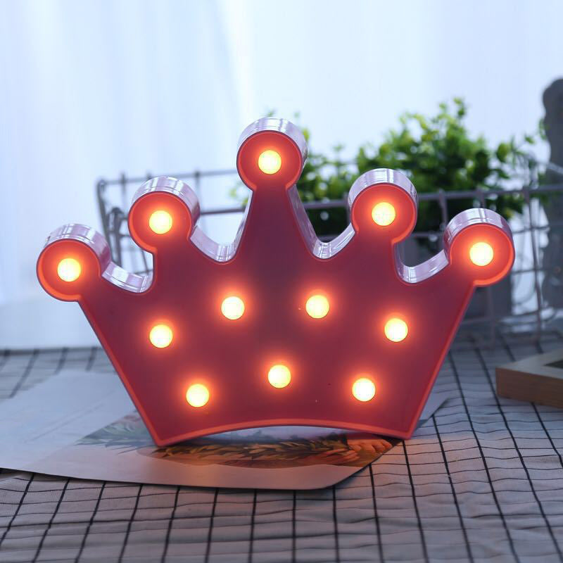 Cartoon Style Plastic Crown Nightstand Lamp - Battery Operated Led Night Light