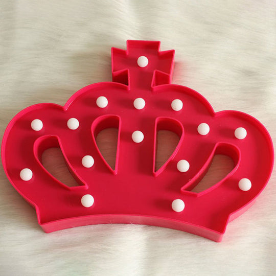 Cartoon Style Plastic Crown Nightstand Lamp - Battery Operated Led Night Light Red / A