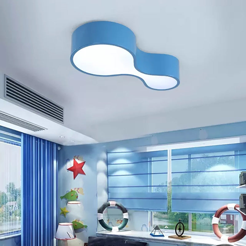 Contemporary Acrylic Led Flush Mount Light For Kindergarten - Red/Yellow/Blue/Green Gourd Shape