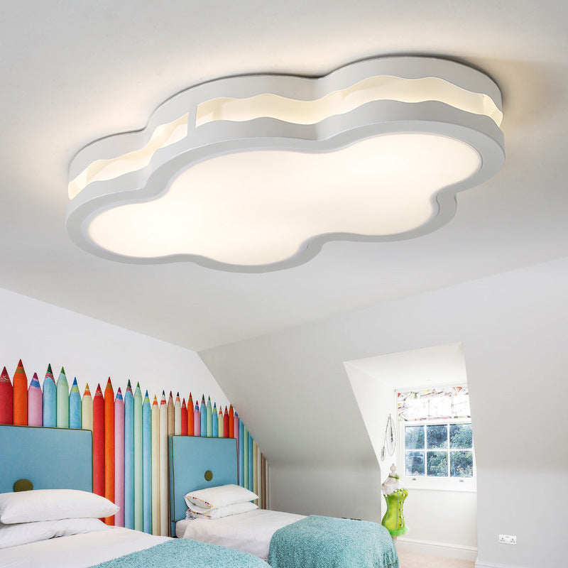 Cartoon Clouds Flush Mount Light - White Acrylic Ceiling Fixture For Children’s Room / 22.5’ Warm