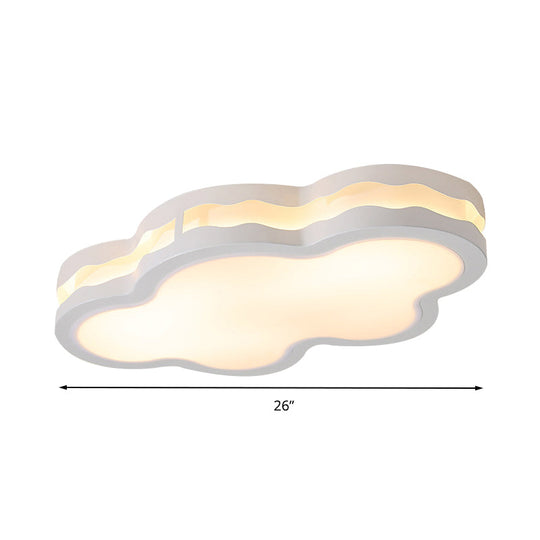 Cartoon Clouds Flush Mount Light - White Acrylic Ceiling Fixture For Children’s Room