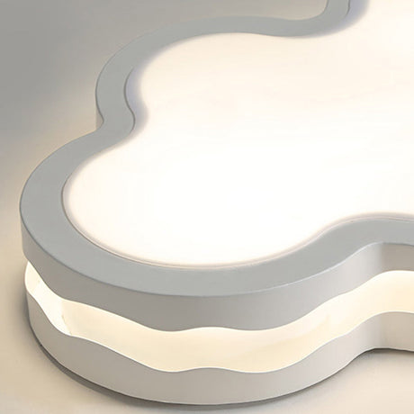 Cartoon Clouds Flush Mount Light - White Acrylic Ceiling Fixture For Childrens Room
