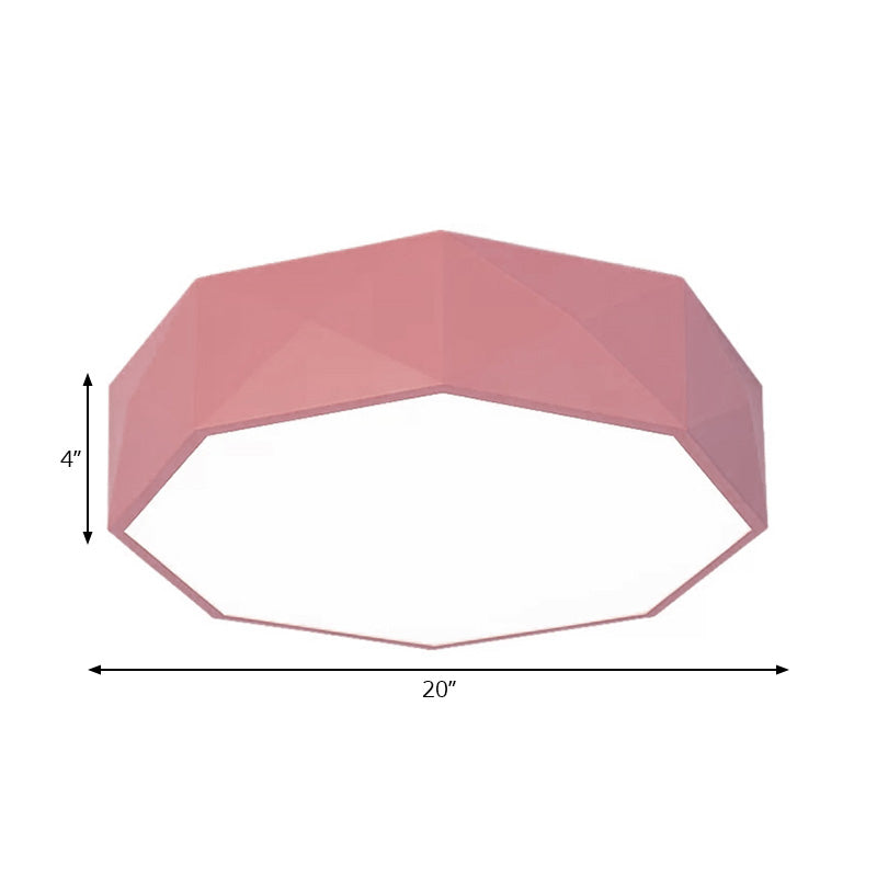 16’/20’ Dia Hexagon Macaron Acrylic Led Flush Mount Light For Girls Bedroom -