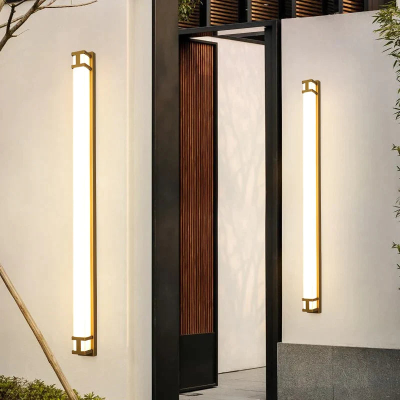 Outdoor Wall Lamp Ip65 Waterproof Led Long Lights Garden Villa Porch Sconce Light Gold Black 110V