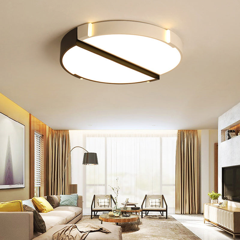 Monochromatic Acrylic Flush Mount Ceiling Light For Dining Room Black-White / 19.5 Warm