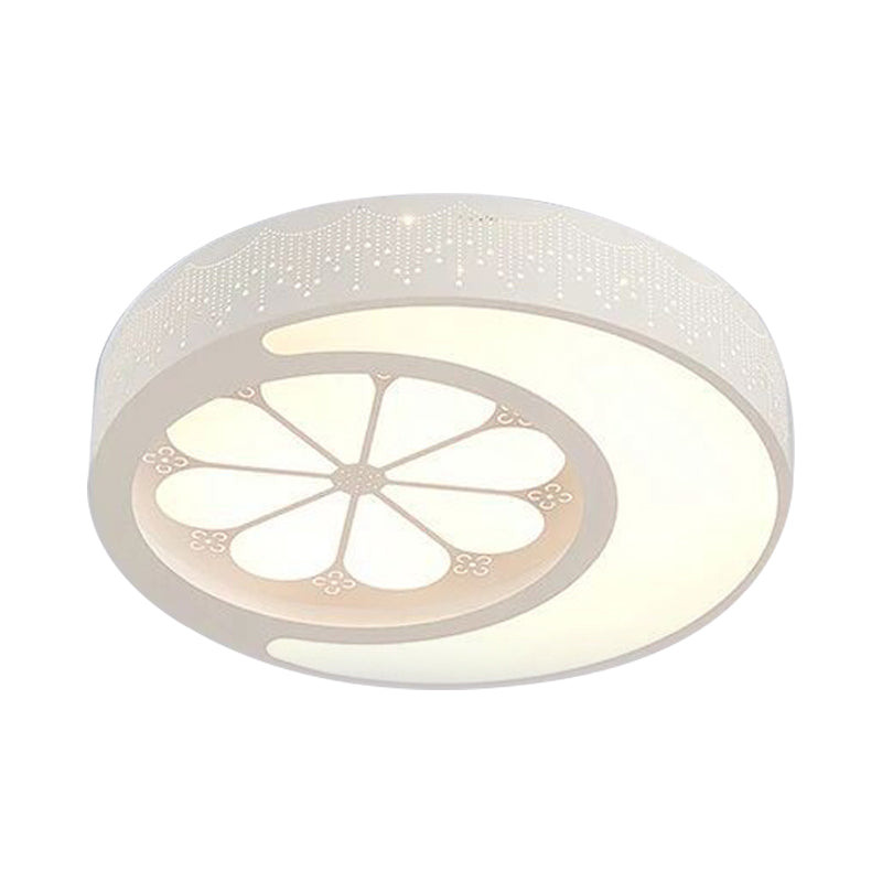 Kids’ Moon And Flower Acrylic Art Deco Flush Mount Ceiling Light For Children’s Room