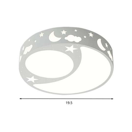 Kid’s Cartoon Led Ceiling Light With Moon Acrylic Fixture - Perfect For Bedrooms