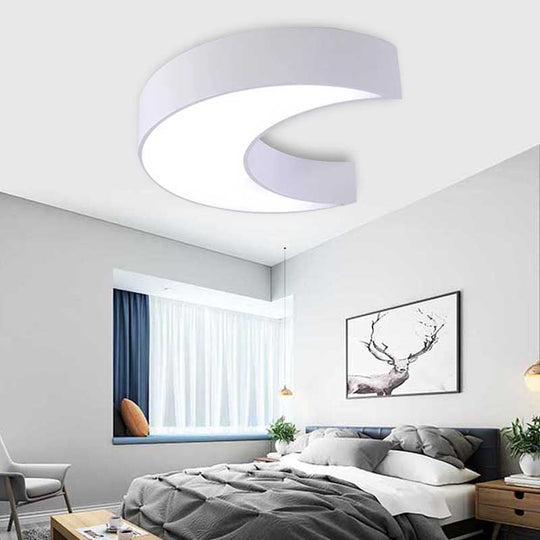 Kids Cartoon Moon Ceiling Light: Acrylic Flushmount Fixture For Nursing Room & Bedroom White