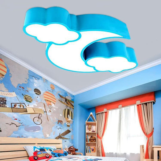 Cloudy Acrylic Flush Mount Ceiling Light For Classroom Or Child’s Bedroom Blue / 22’ Warm