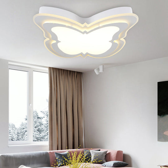 Kindergarten Ceiling Light Fixture: Cartoon Flush Mount With Butterfly Acrylic Design White / Third