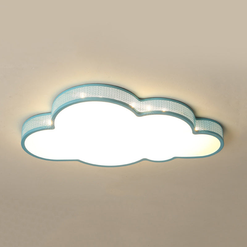 Cloud-Themed Kid Bedroom Acrylic Art Deco Flush Mount Ceiling Light Blue / 21.5 Warm