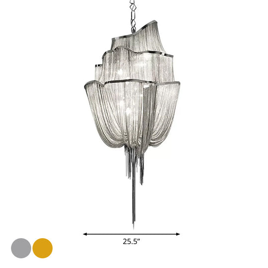 Led Aluminum Flow Chandelier Pendant Light Kit For Contemporary Living Room