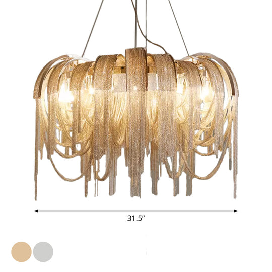 Modern Led Chandelier - Aluminum Chain Suspension Lamp For Dining Room