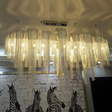 Contemporary Led Chainmail Chandelier: Aluminum Suspension Pendant Light For Living Room Silver