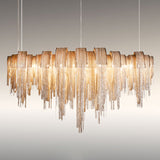 Contemporary Led Chainmail Chandelier: Aluminum Suspension Pendant Light For Living Room