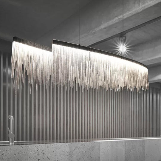 Led Ceiling Chandelier With Aluminum Shade - Modernist Linear Drop Pendant For Living Room