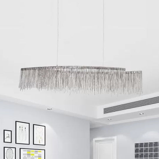 Led Ceiling Chandelier With Aluminum Shade - Modernist Linear Drop Pendant For Living Room