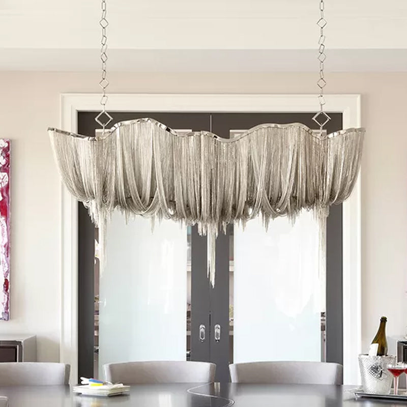 Modern Draped Chains Led Chandelier Light Fixture For Dining Room