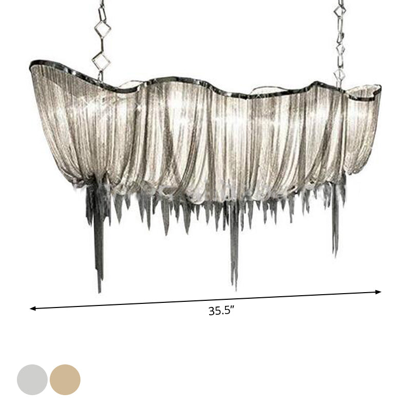 Modern Draped Chains Led Chandelier Light Fixture For Dining Room