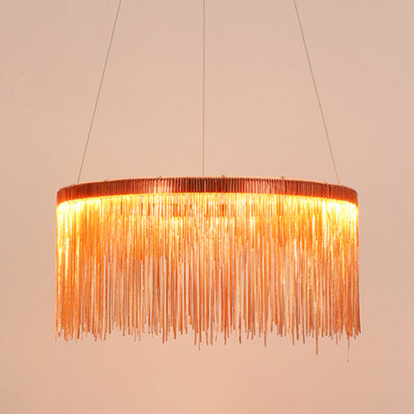 Aluminum Led Pendant Chandelier - Minimalistic Circular Hanging Ceiling Light For Living Room