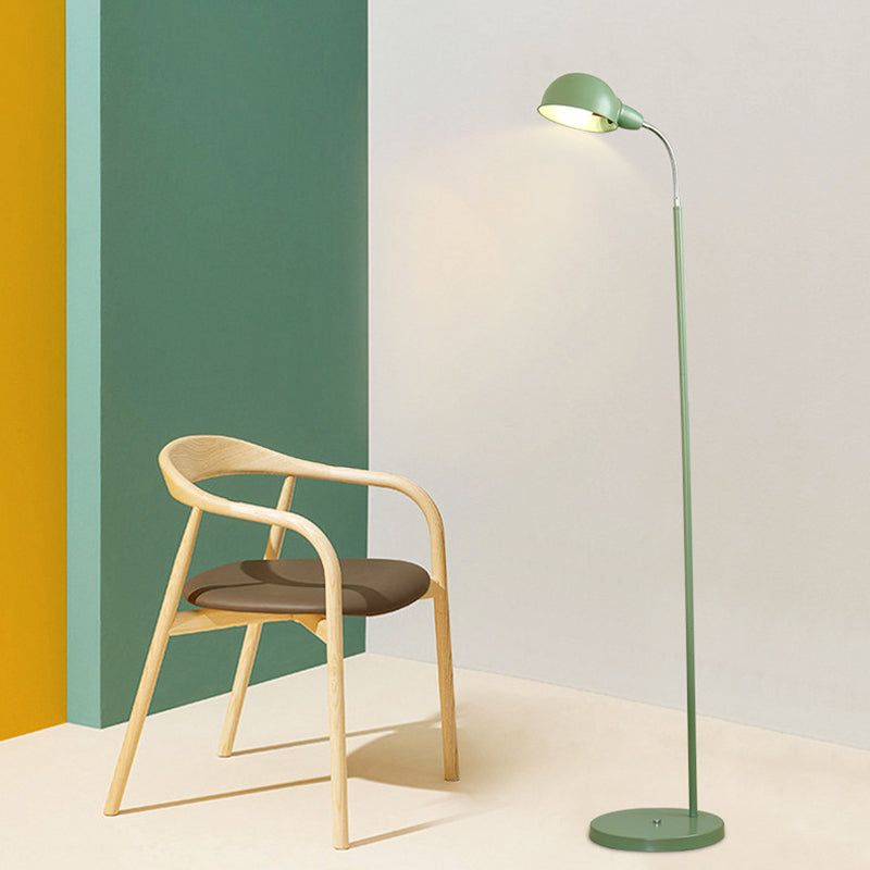Contemporary Metal Dome Shade Floor Lamp With Flexible Gooseneck Arm Green