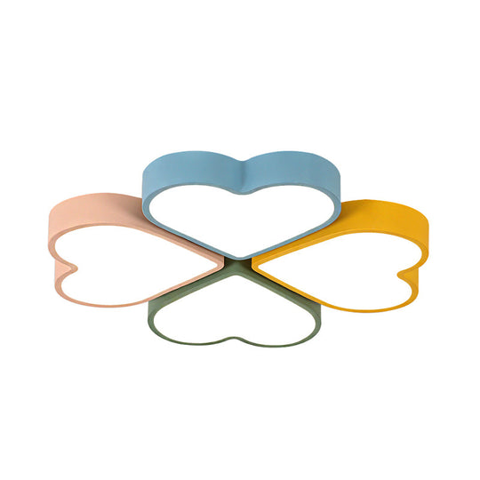 Kids’ Designer Heart Flush Mount Ceiling Light With Acrylic Fixture - Ideal For Bedrooms
