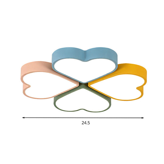 Kids’ Designer Heart Flush Mount Ceiling Light With Acrylic Fixture - Ideal For Bedrooms