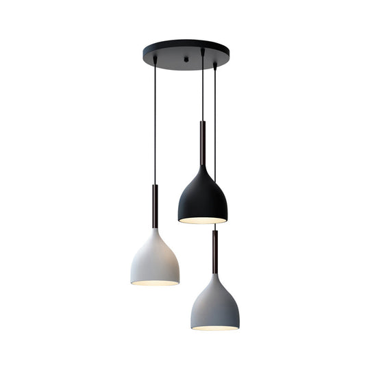 Modern Black Teardrop Multi-Light Pendant With 3-Bulb Dining Room Down Lighting