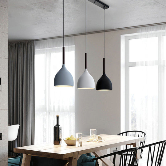 Modern Teardrop Multi Light Pendant - 3-Bulb Down Lighting In Black