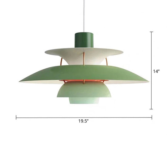 Simplicity Metal Pendulum Light For Dining Room Ceiling - Tiered Design With 1 Head Suspension