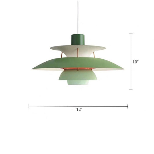 Simplicity Metal Pendulum Light For Dining Room Ceiling - Tiered Design With 1 Head Suspension