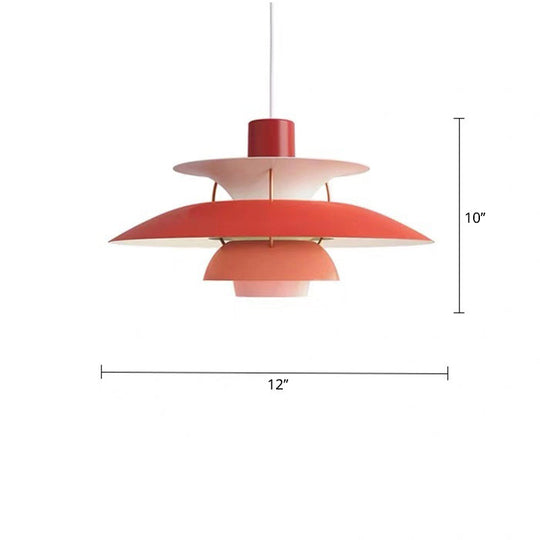 Simplicity Metal Pendulum Light For Dining Room Ceiling - Tiered Design With 1 Head Suspension