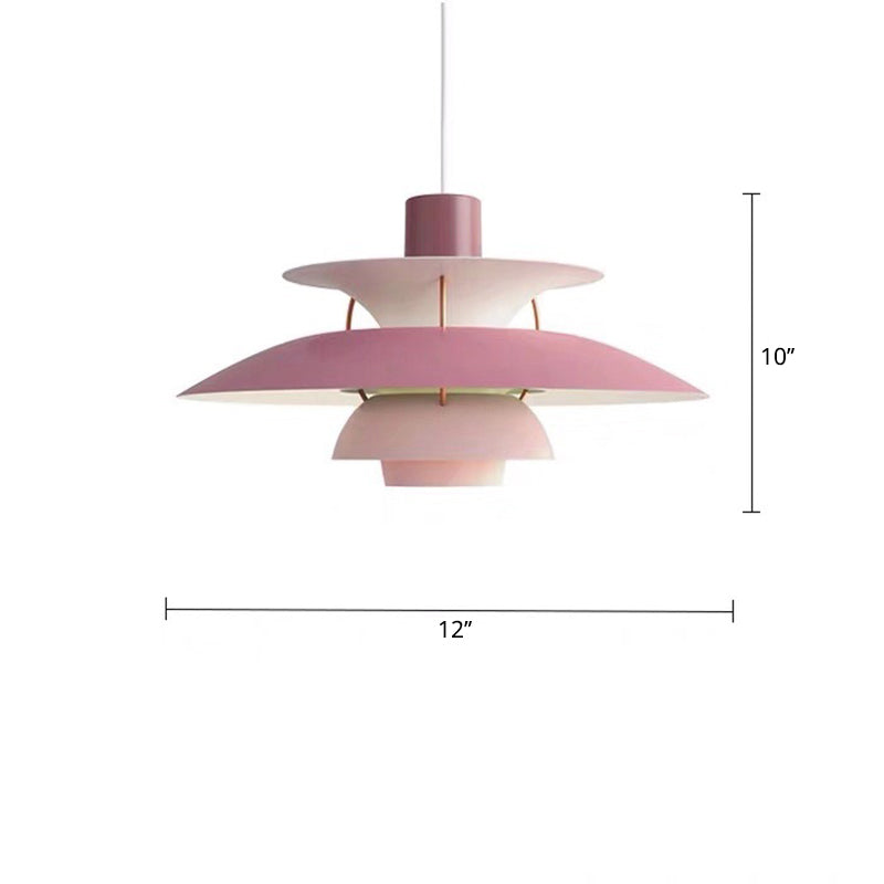 Simplicity Metal Pendulum Light For Dining Room Ceiling - Tiered Design With 1 Head Suspension