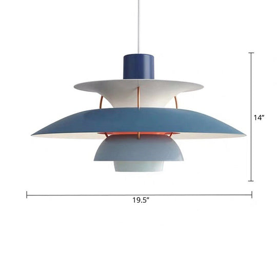 Simplicity Metal Pendulum Light For Dining Room Ceiling - Tiered Design With 1 Head Suspension