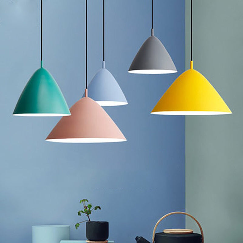 Modernist Tapered Pendant Light Kit - Metallic Hanging Fixture For Dining Room