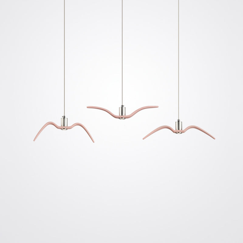 Modern Metal Led Pendant Light Kit Featuring Seagull Design For Dining Room Pink / B