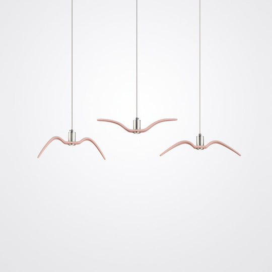 Modern Metal Led Pendant Light Kit Featuring Seagull Design For Dining Room Pink / B