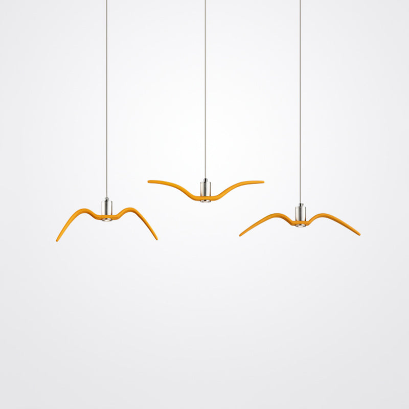 Modern Metal Led Pendant Light Kit Featuring Seagull Design For Dining Room Yellow / B