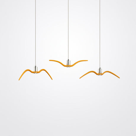 Modern Metal Led Pendant Light Kit Featuring Seagull Design For Dining Room Yellow / B