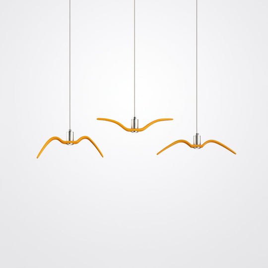 Modern Metal Led Pendant Light Kit Featuring Seagull Design For Dining Room Yellow / B