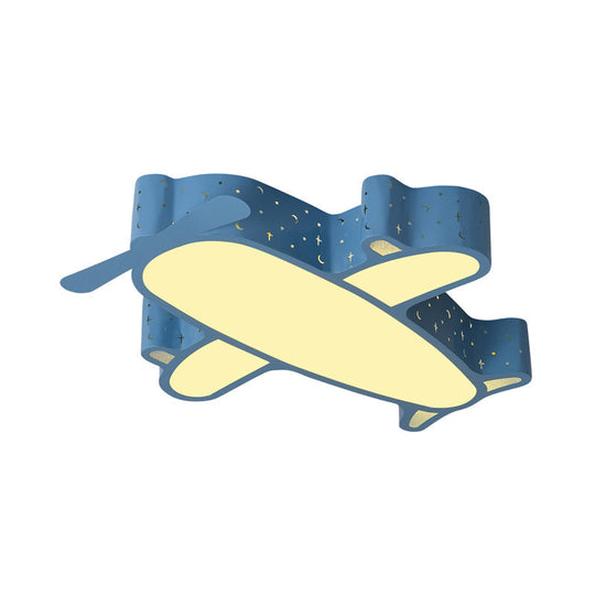 Blue Plane Kids’ Bedroom Ceiling Light: Cartoon Acrylic Flush Mount Fixture