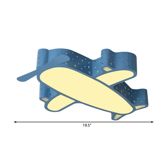 Blue Plane Kids’ Bedroom Ceiling Light: Cartoon Acrylic Flush Mount Fixture