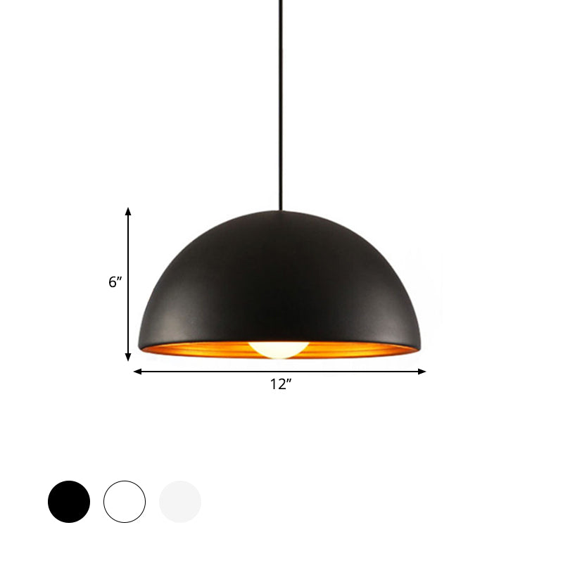 Hemisphere Industrial Metal Pendant - 1 Light Down Lighting For Dining Room Suspension