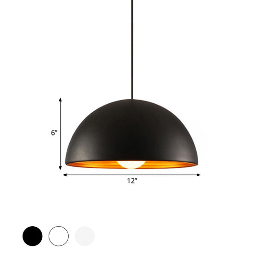 Hemisphere Industrial Metal Pendant - 1 Light Down Lighting For Dining Room Suspension