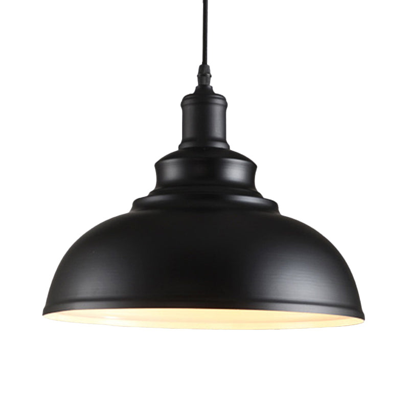 Industrial Style Black Metal Bowl Suspension Light With 1-Bulb - Ideal For Dining Room
