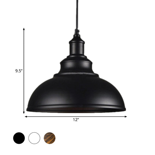 Rustic Bowl Shade Metallic Drop Pendant Ceiling Light For Dining Room