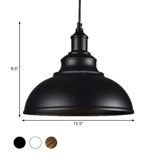 Rustic Bowl Shade Metallic Drop Pendant Ceiling Light For Dining Room