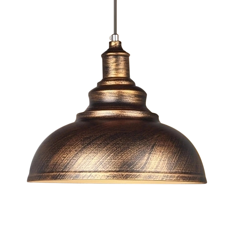 Rustic Bowl Shade Metallic Drop Pendant Ceiling Light For Dining Room