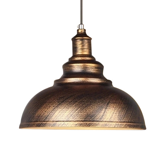 Rustic Bowl Shade Metallic Drop Pendant Ceiling Light For Dining Room